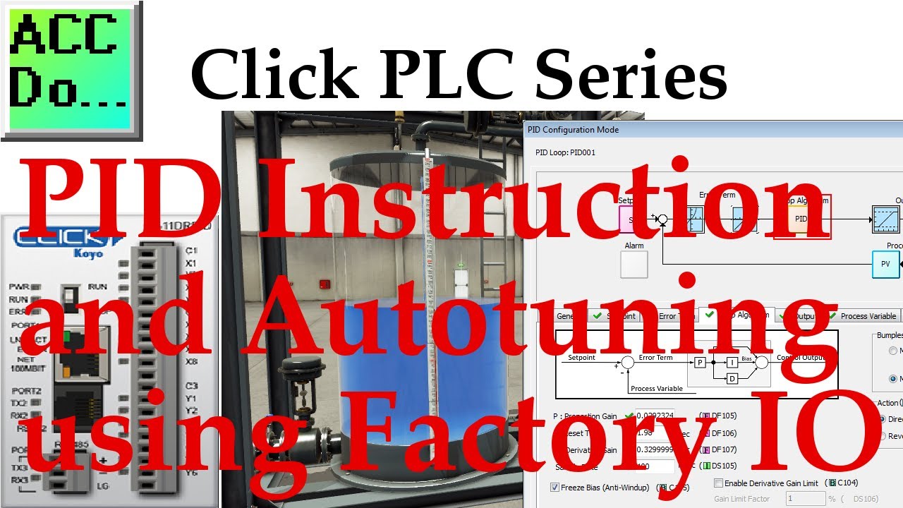 'Video thumbnail for Click PLC PID Instruction and Autotuning using Factory IO'