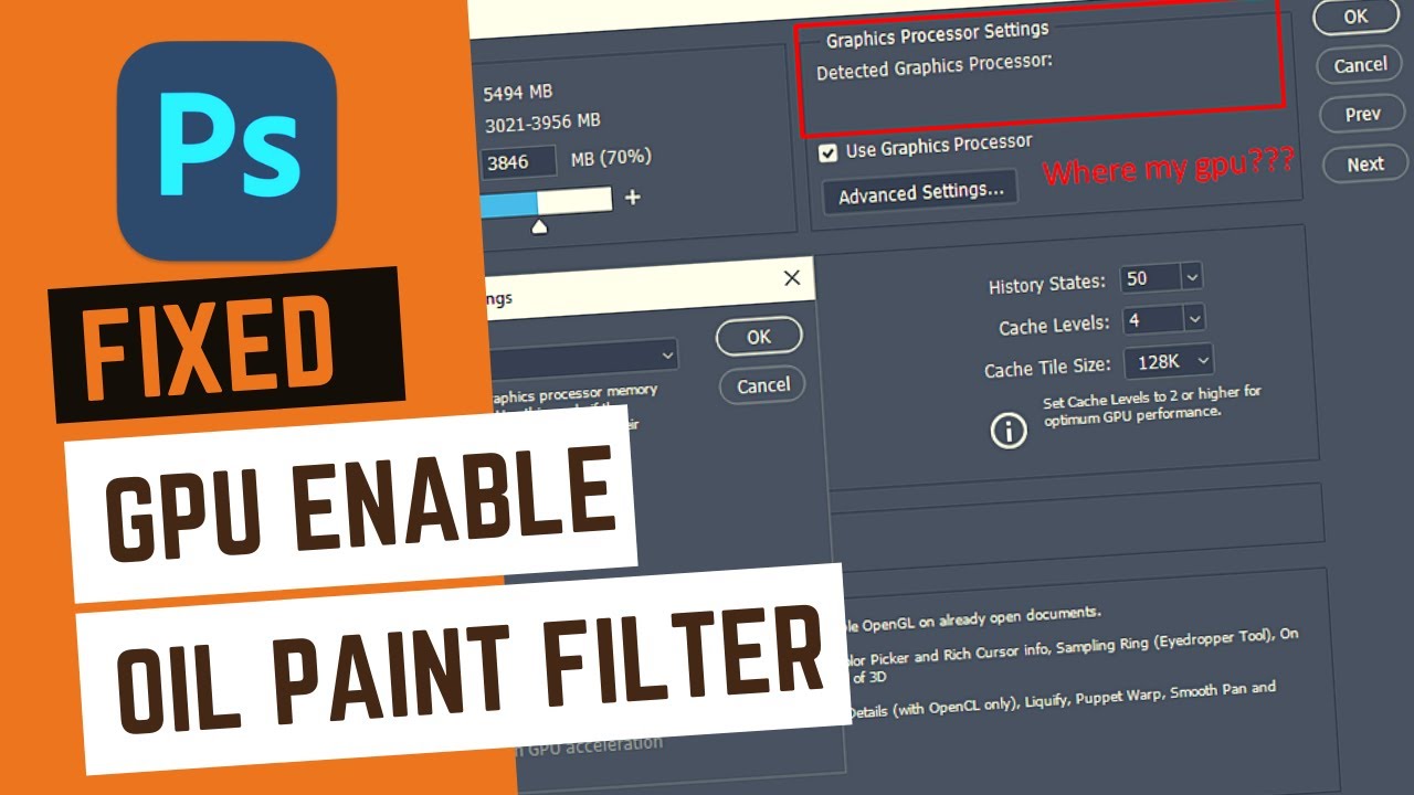 'Video thumbnail for Fix Adobe Photoshop Graphics Processor Not Detected (Fixed Oil Paint Filter Photoshop)'