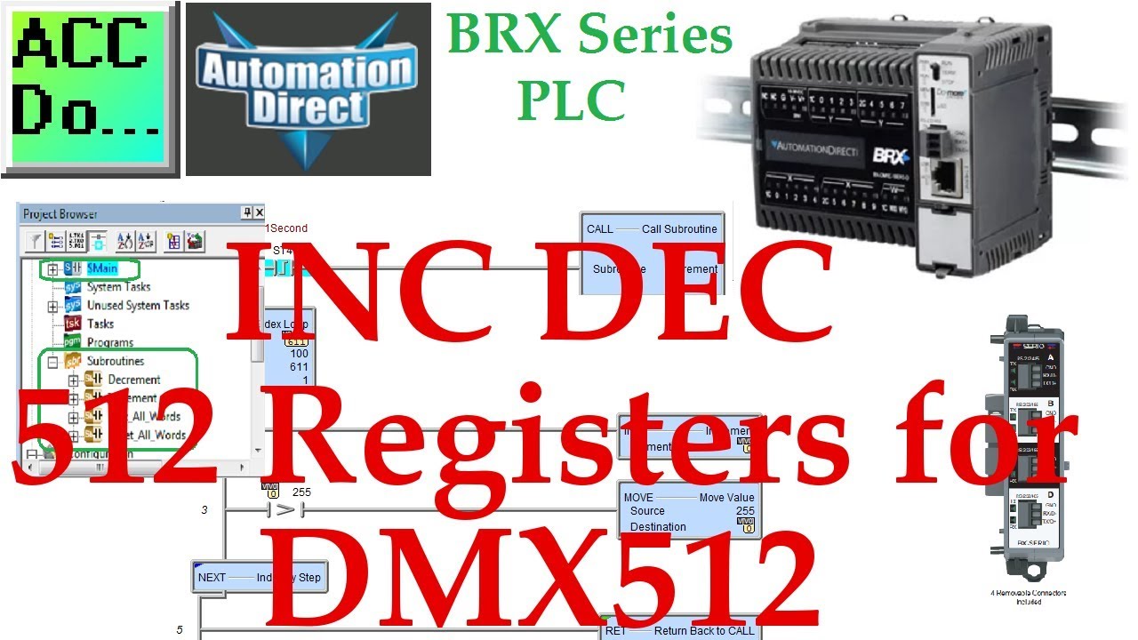 'Video thumbnail for BRX Do-More PLC INC DEC 512 Registers for DMX512'