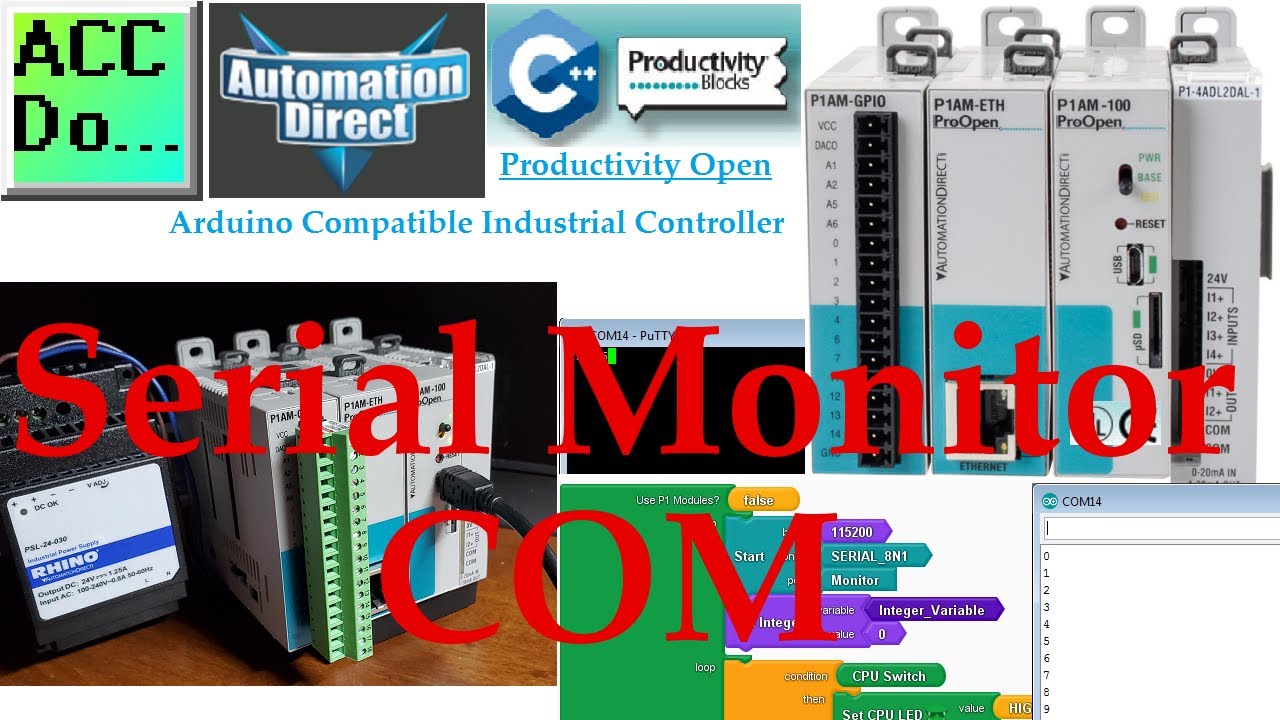 'Video thumbnail for Productivity Open P1AM Industrial Arduino Serial Monitor COM'