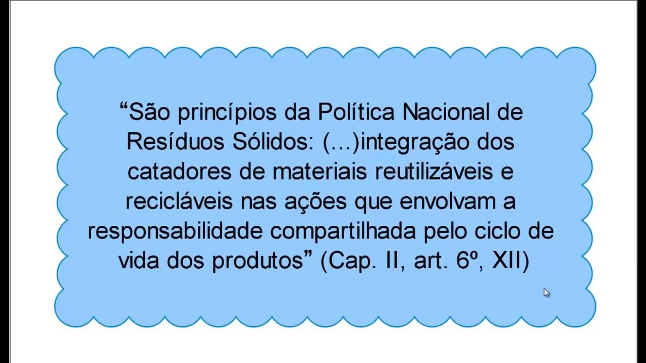 Video thumbnail for Desafios da Política Nacional dos Resíduos Sólidos - Lei 12305/10
