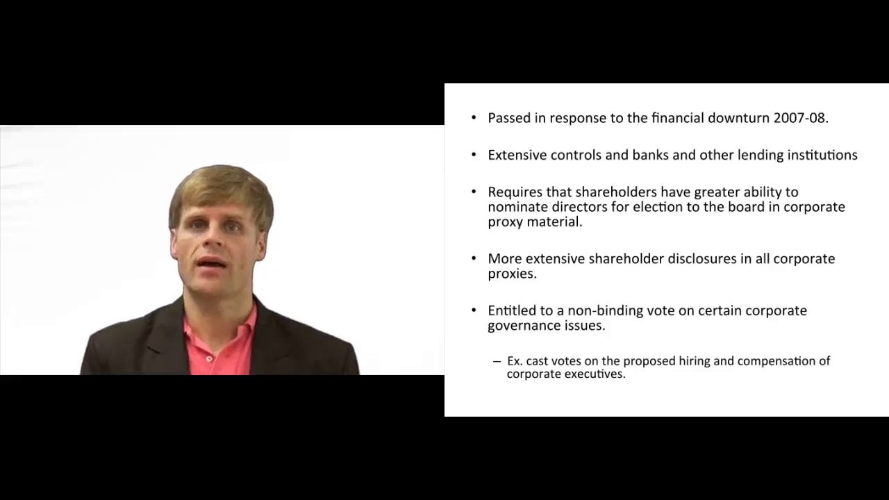 'Video thumbnail for Corporate Governance and the Dodd Frank Act - Explained'