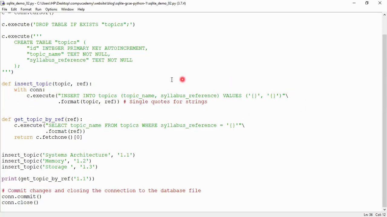 Video thumbnail for SQLite with Python for GCSE and A Level Computer Science