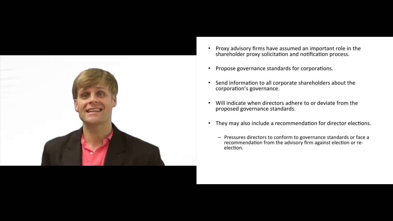 'Video thumbnail for Corporate Governance and Proxy Advisory Firms - Explained'