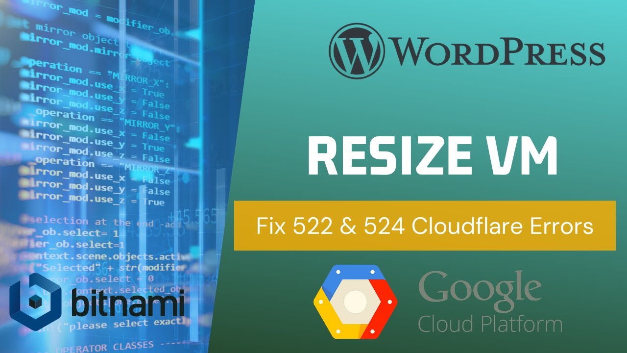 'Video thumbnail for Google Cloud Hosting Bitnami WordPress - GCP Increase Disk Size on Go Fix 524/ 522 Error Cloudflare'