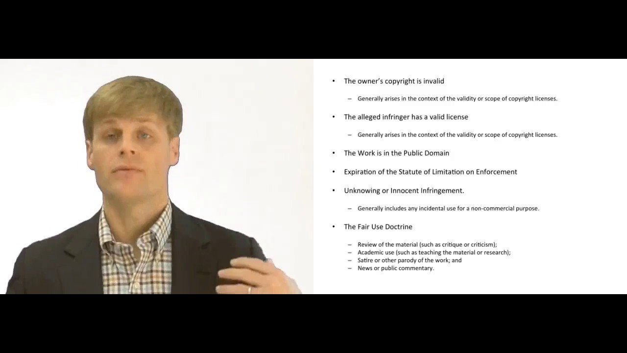 'Video thumbnail for Defenses to a Claim of Copyright Infringement'