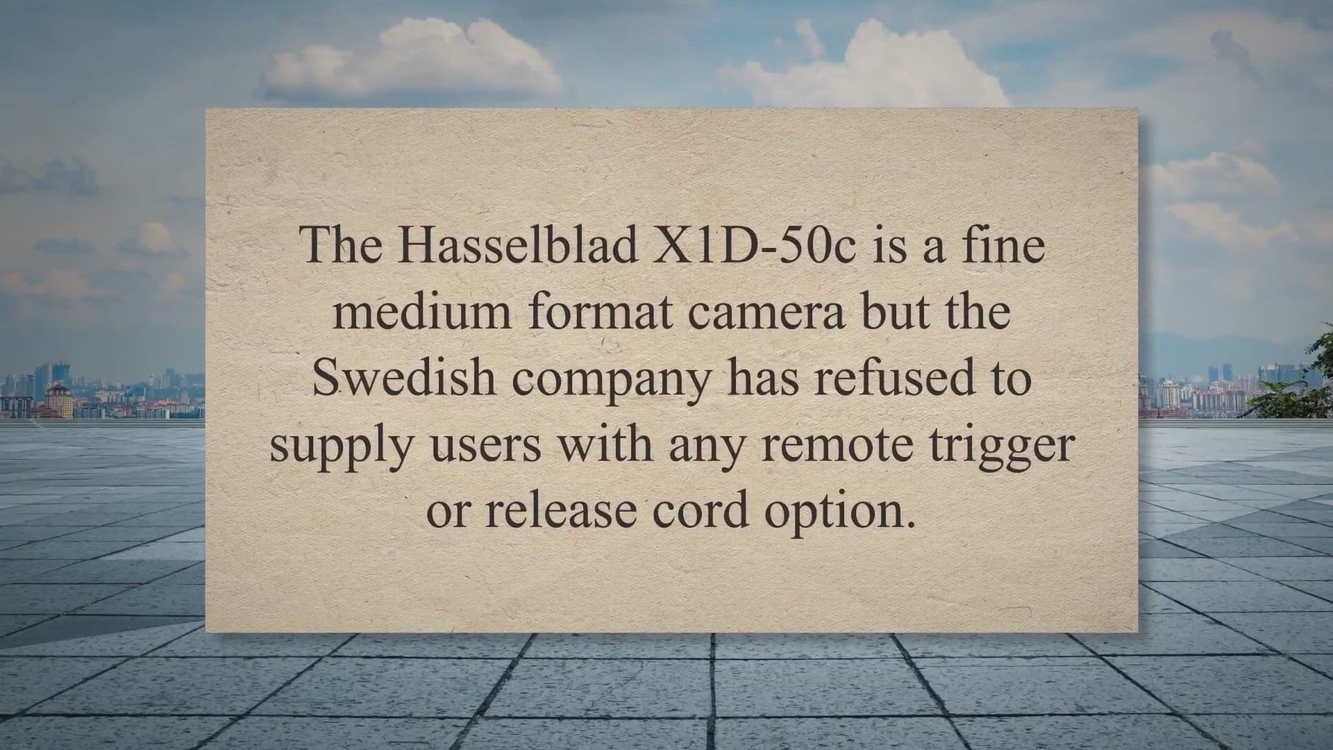 Video thumbnail for Hasselblad X1D remote trigger