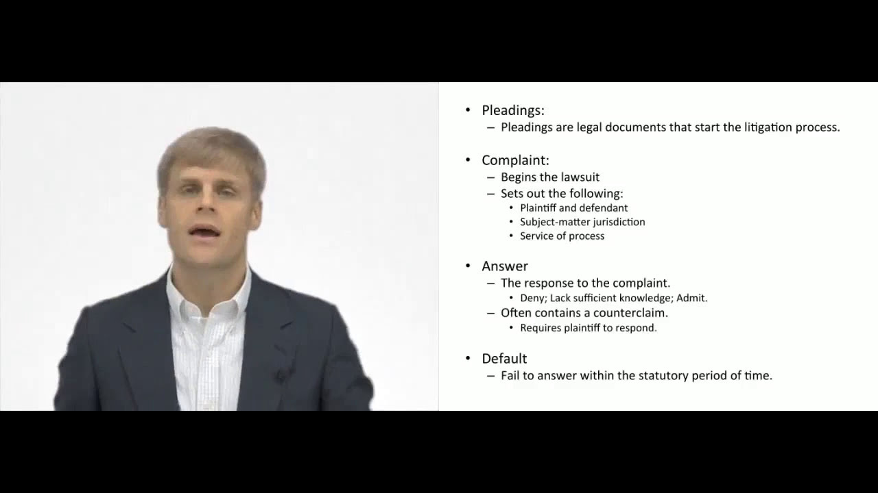 'Video thumbnail for Court Pleadings - Complaint and Answer'