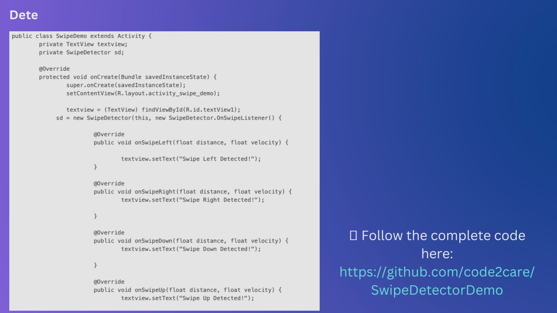'Video thumbnail for Detect swipes on Android Activity'
