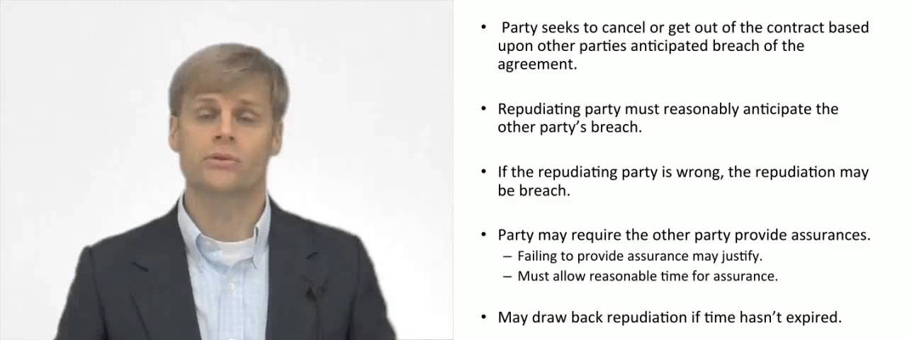 'Video thumbnail for Anticipatory Repudiation of a Contract'