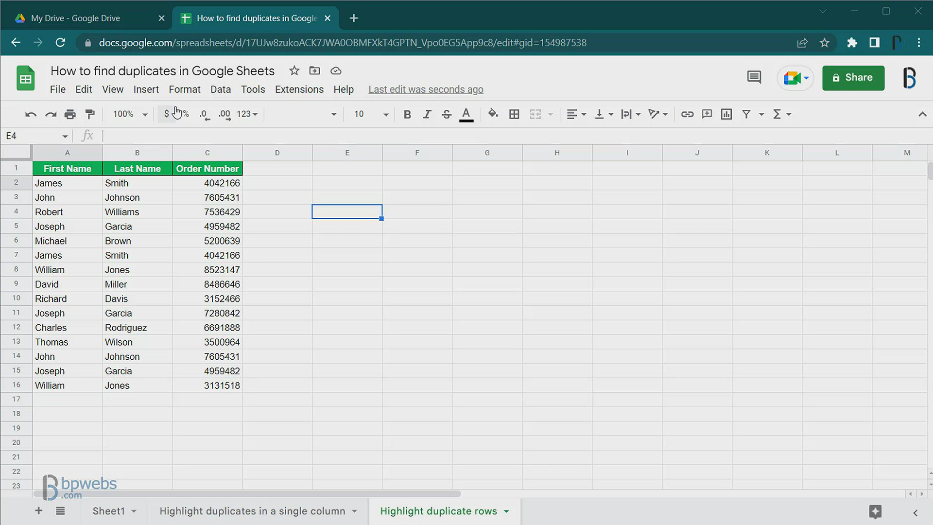 'Video thumbnail for Highlight duplicate rows in Google Sheetsts'