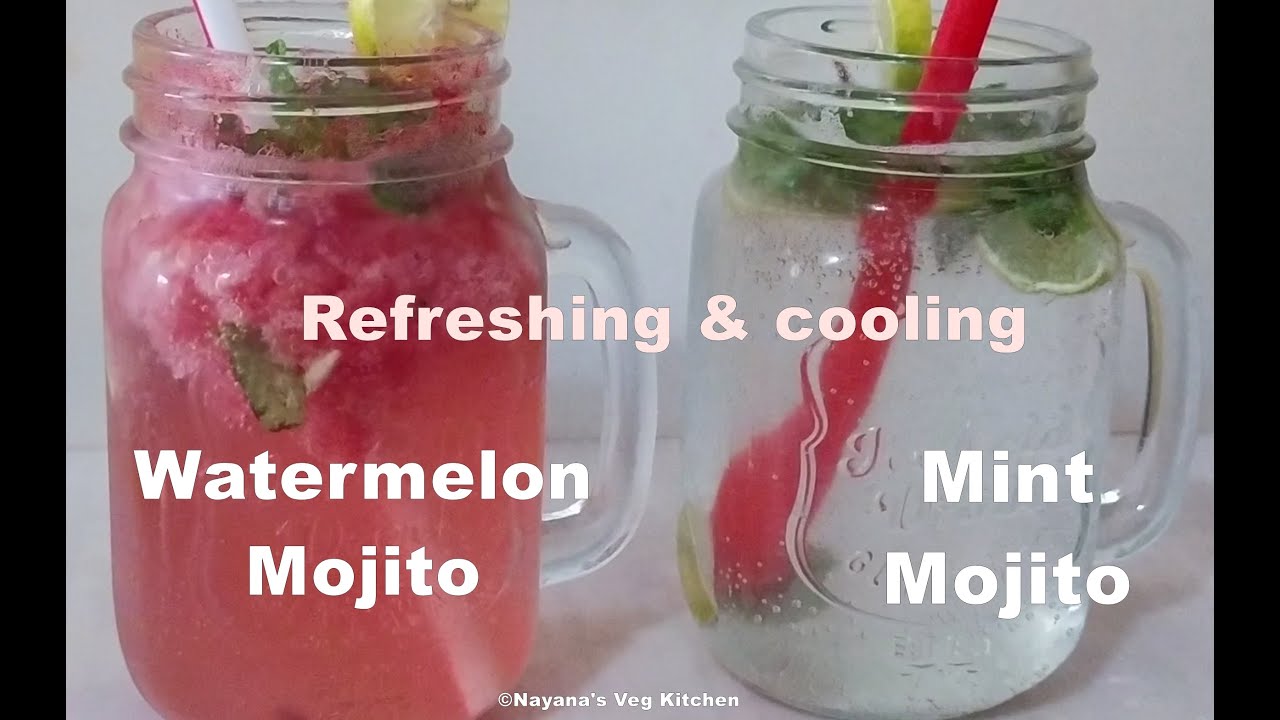 'Video thumbnail for How to make refreshing + cooling virgin Mint Mojito & Watermelon Mojito! Nayana's veg kitchen'