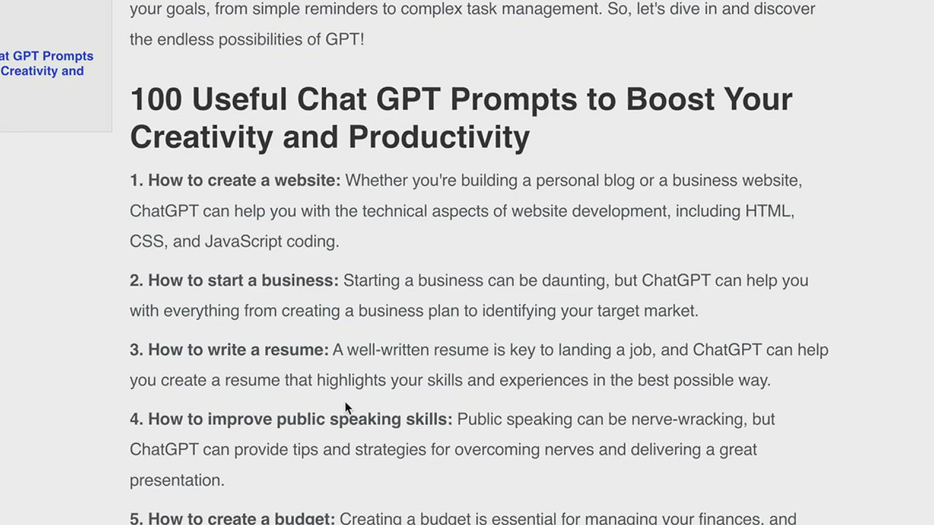 Video thumbnail for FREE Chat GPT prompts and Prompt Engineering (Best chat gpt prompts for free)