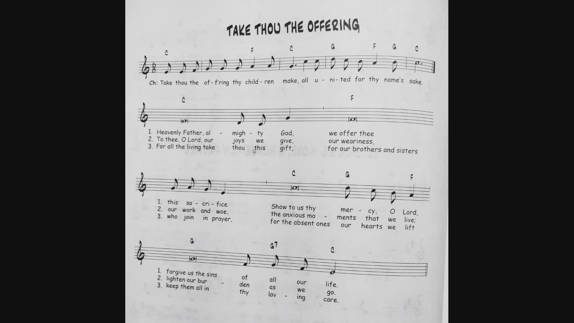 'Video thumbnail for Take Thou The Offering - Catholic Mass Song Sheet Music'