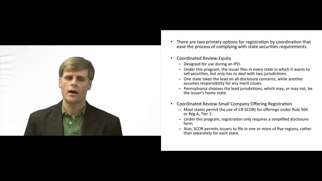 'Video thumbnail for Coordinated Registration under State Securities Law'