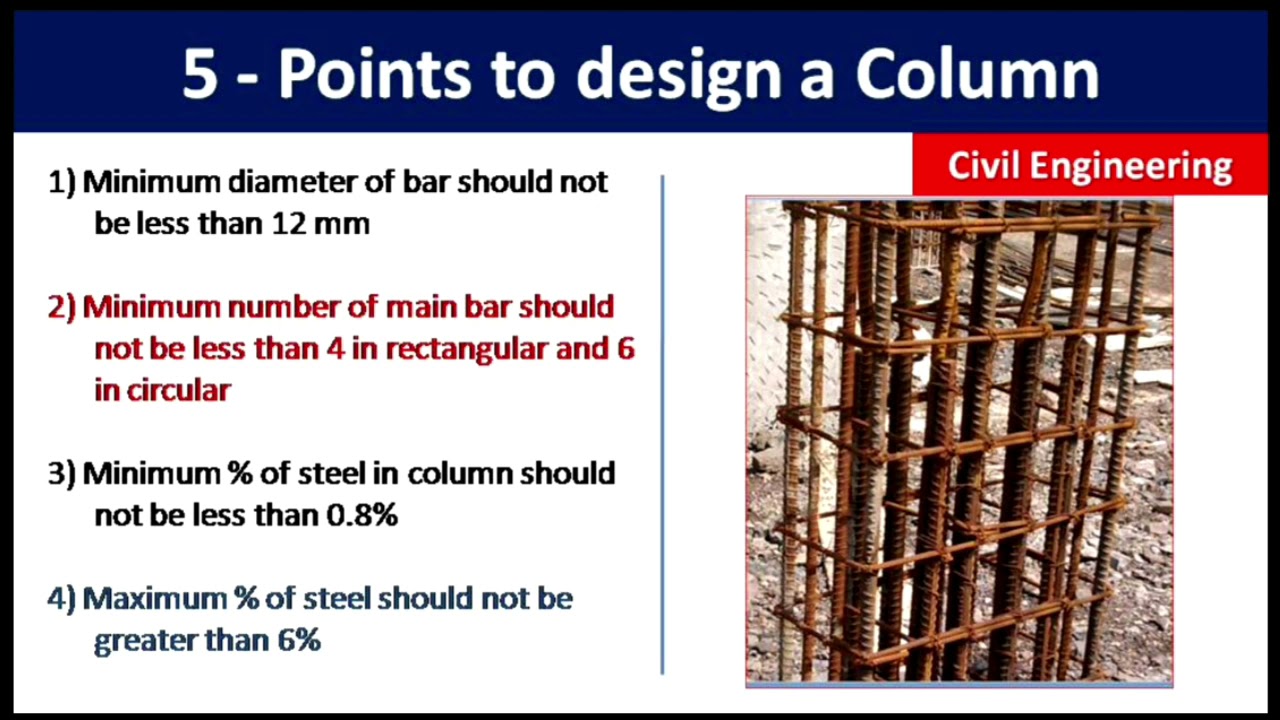 'Video thumbnail for 5 - Points to design a RCC column | Design consideration of RCC column - Civil engineering'