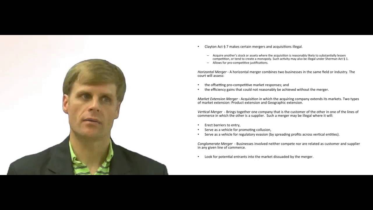 'Video thumbnail for Clayton Act Mergers and Acquisitions'