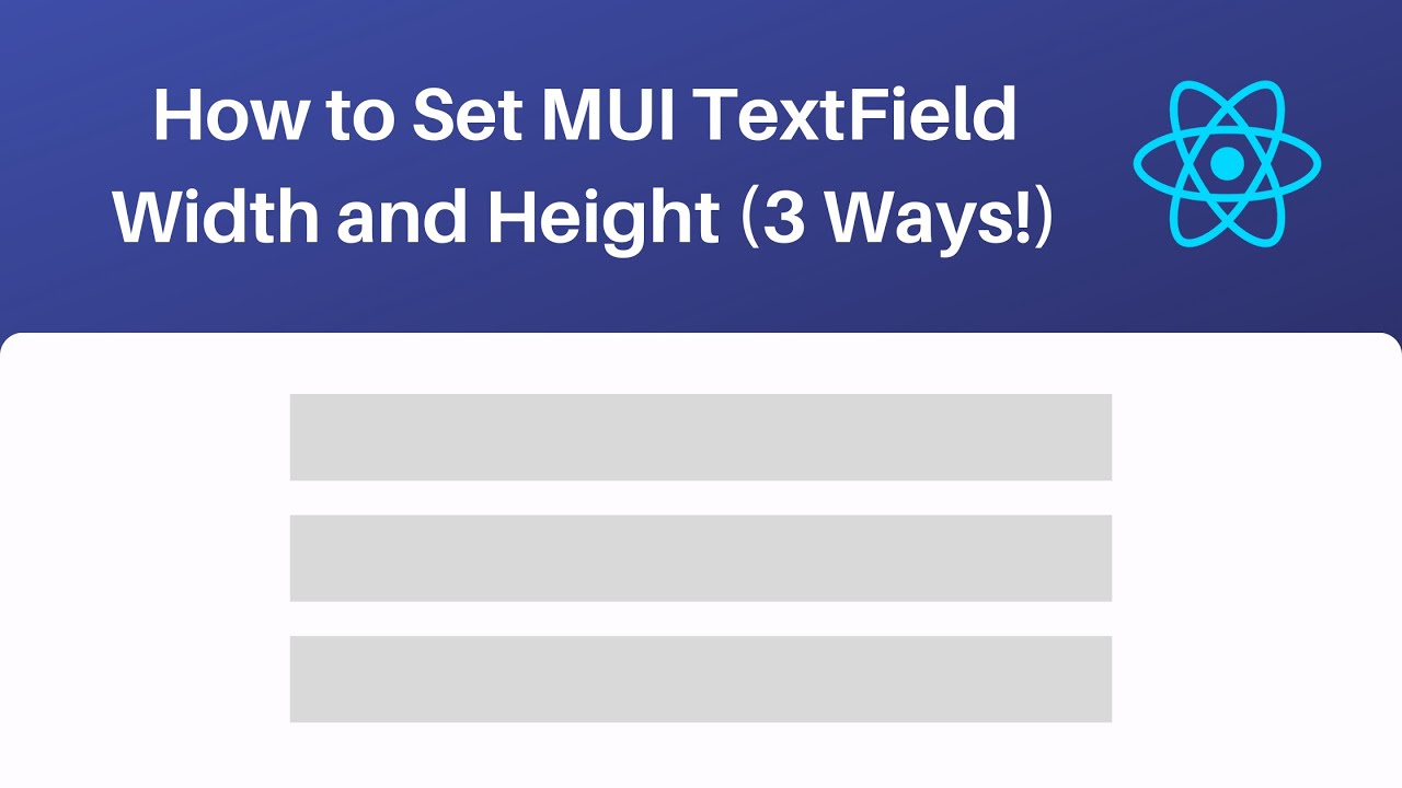 Video thumbnail for How to Set MUI TextField Width and Height (3 Ways!)