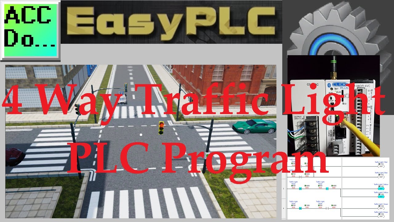 'Video thumbnail for 4 Way Traffic Light PLC Program EasyPLC'