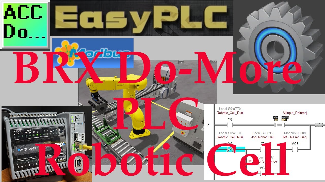 'Video thumbnail for EasyPLC Simulator Robotic Cell BRX Do-More PLC'