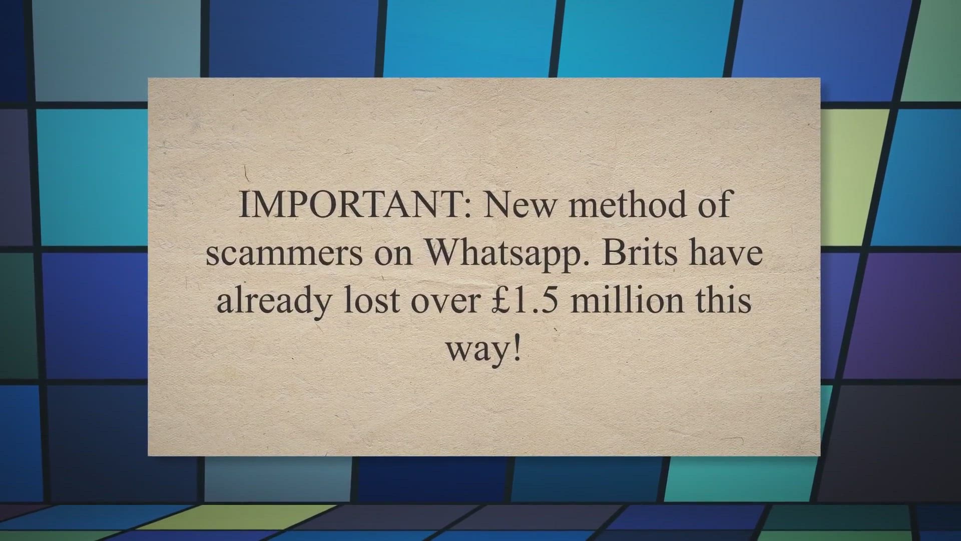 'Video thumbnail for IMPORTANT: New method of scammers on Whatsapp. Brits have already lost over £1.5 million this way!'