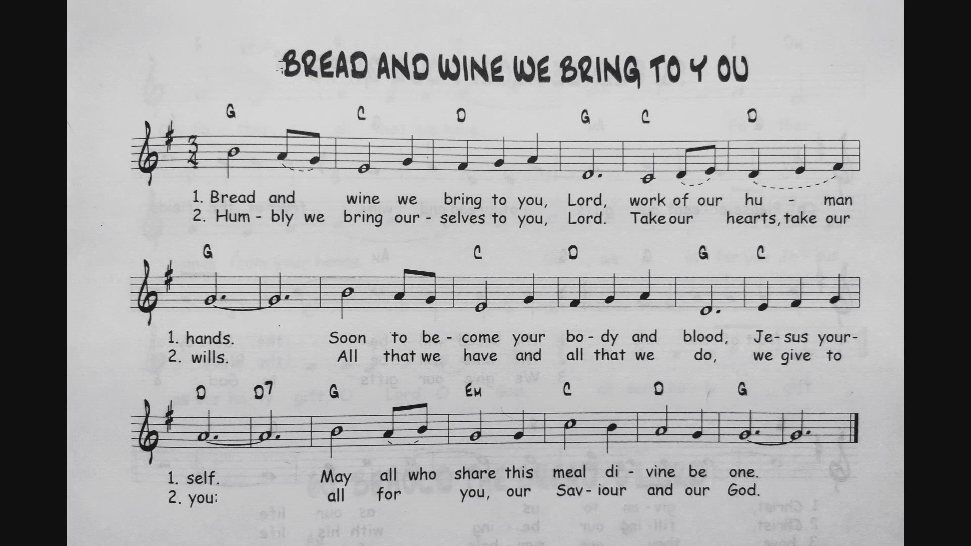 'Video thumbnail for Bread and Wine We Bring to You - Catholic Mass Song Sheet Music'