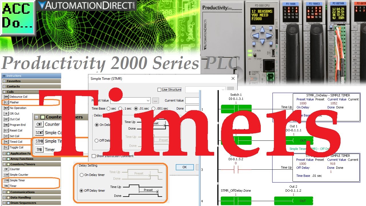 'Video thumbnail for Productivity 2000 PLC Ladder Logic Timers'