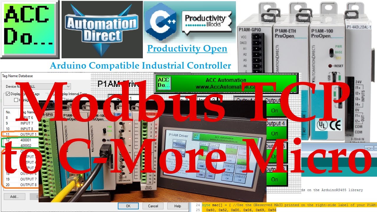 'Video thumbnail for Productivity P1AM Industrial Arduino Modbus TCP to C-More Micro EA3'