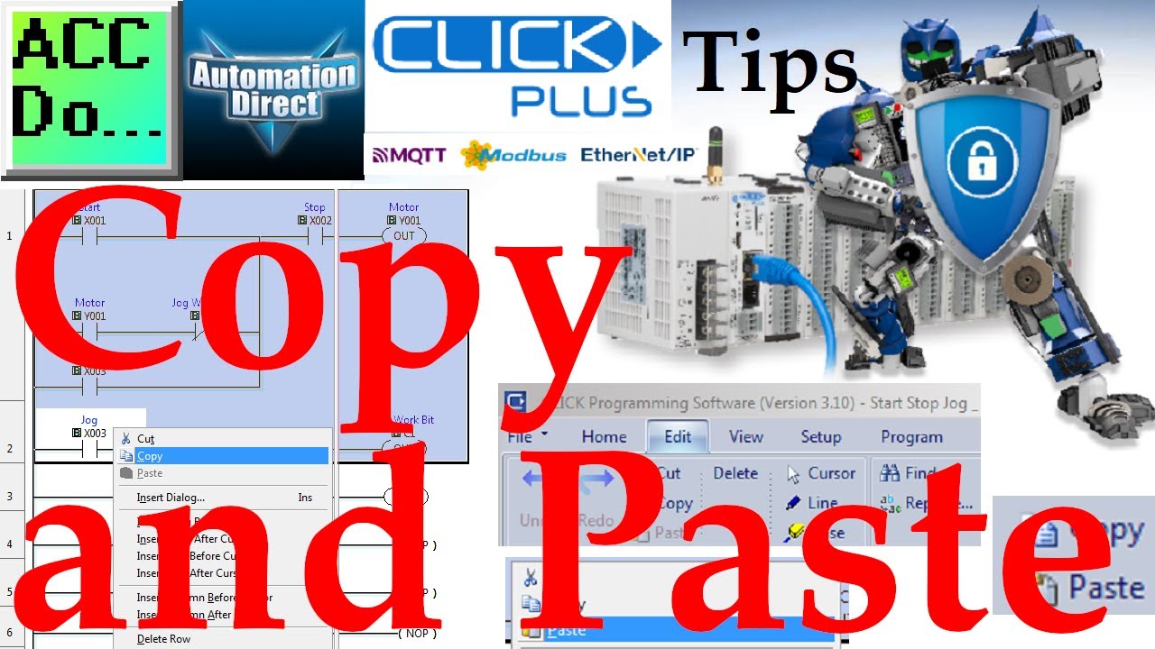 'Video thumbnail for Click PLC Software Copy and Paste'