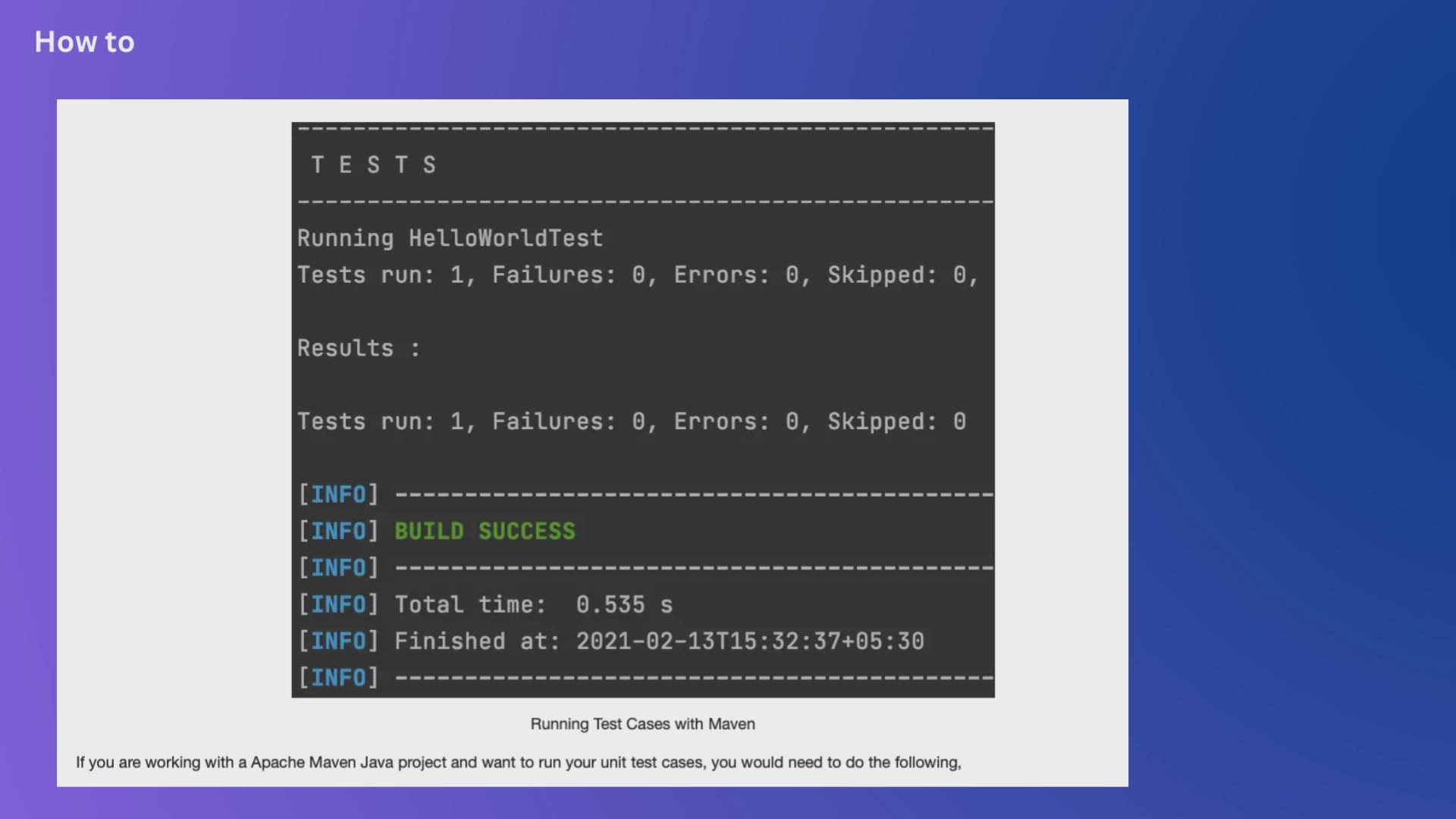'Video thumbnail for How to run Java Unit Test cases with Apache Maven'