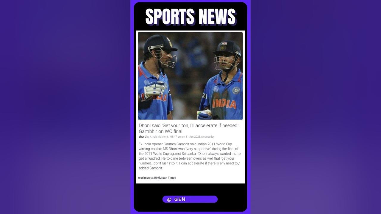 Video thumbnail for Gambhir Reveals Dhoni's Secret Words of Advice That Led to India's World Cup Victory! #sports