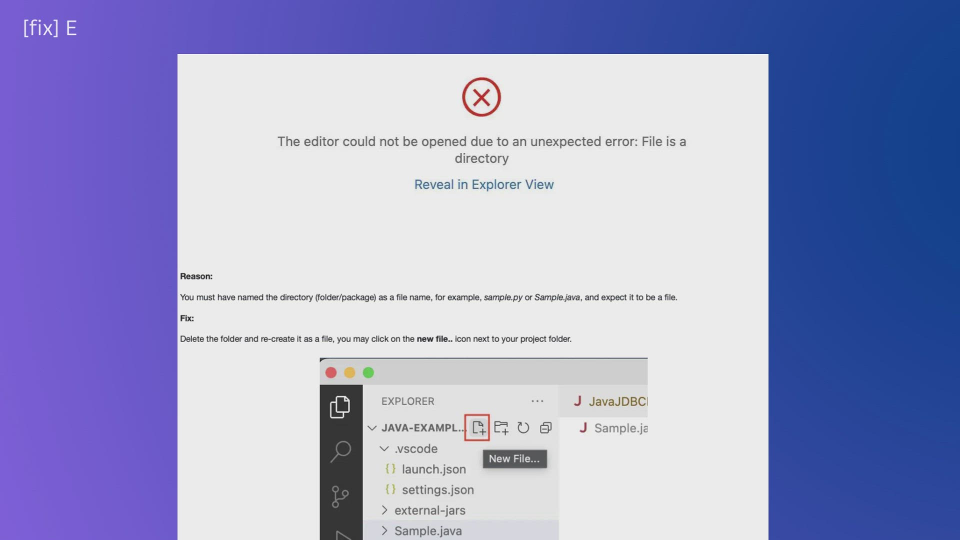'Video thumbnail for [fix] Editor could not be opened unexpected error File is a directory (VS Code)'