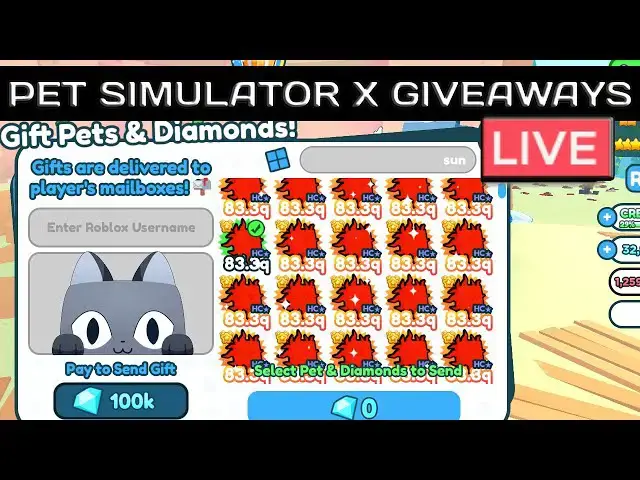 'Video thumbnail for (RAINBOW HC MYTHICALS GIVEAWAY) Pet Simulator X | PET SIM X LIVE | ROBLOX'