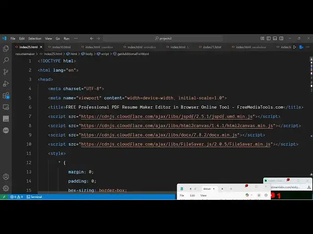 'Video thumbnail for Build a PDF Resume Editor in Browser Using jsPDF & Html2Canvas Library in HTML & JavaScript'