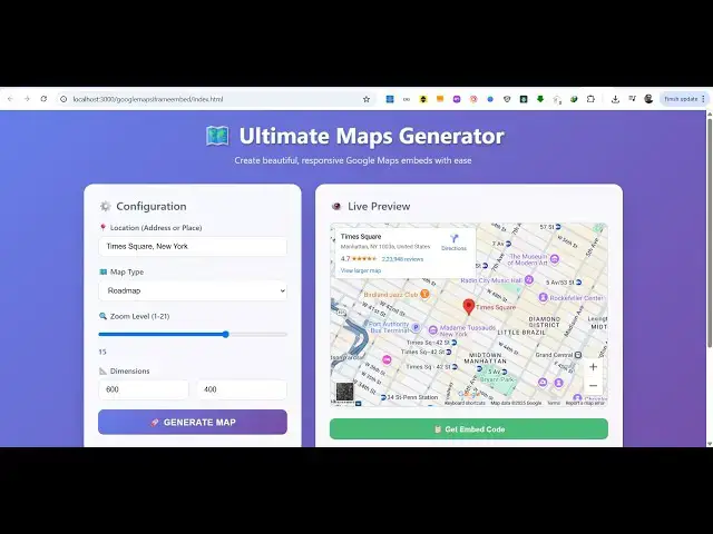 'Video thumbnail for Build a Google Maps IFrame HTML Embed Code Generator Tool in Browser Using HTML & JavaScript'