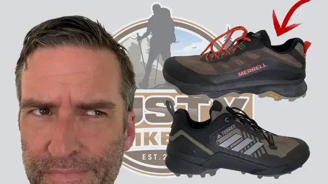 'Video thumbnail for Merrell Moab Speed versus the Adidas Terrex Swift R3. Fast and Slow.'