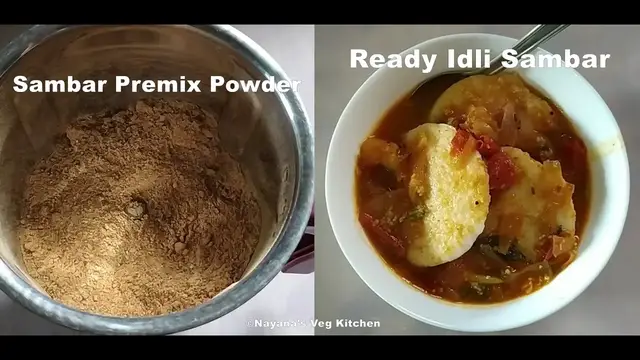 'Video thumbnail for सांबार प्रीमिक्स पावडर आणि झटपट सांबार कसं करायच  Sambar Premix & Instant sambar with ready premix'