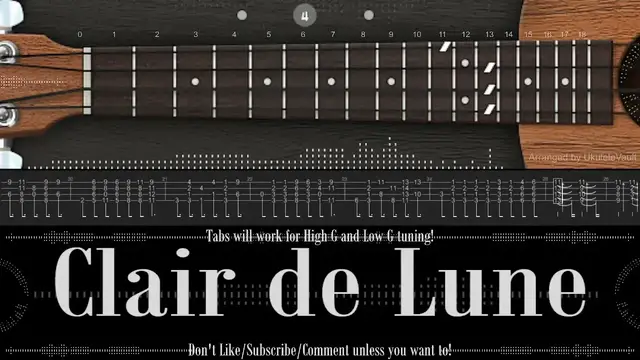 'Video thumbnail for "Clair de Lune" Fingerstyle Ukulele Tabs | Debussy | Learn or Listen!'