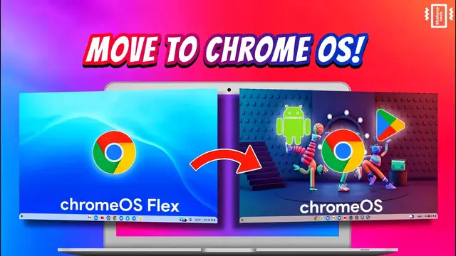 'Video thumbnail for MOVE from Chrome OS Flex to Chrome OS with Google Play Store !'