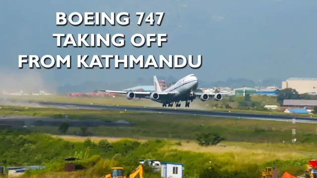 'Video thumbnail for Boeing 747 taking off from Kathmandu'