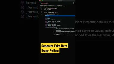 'Video thumbnail for Python program to generate fake data like name, email #shorts #coding #programming'