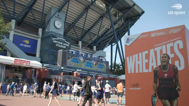 'Video thumbnail for 2024 US Open Fan Week: Billie Jean King Serves to Coco Gauff to 'Pass the Torch''