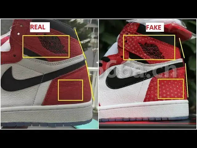 'Video thumbnail for Real Vs Fake Air Jordan 1 Origin Story Spiderman- Quick Tips To Identify The Fakes'