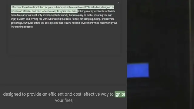 'Video thumbnail for 1. Discover the ultimate solution for your outdoor adventures with our DIY Firestarters, designed to provide an efficient and cost-effective way to ignite your fires. Utilizing readily available materials, these firestarters are not only'