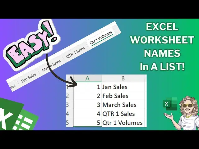 'Video thumbnail for How to Get a List of All Worksheet Names Automatically in Excel.'