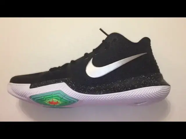 'Video thumbnail for Quick Look At Nike Kyrie 3 III Black Ice Metallic Silver mint'