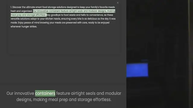 'Video thumbnail for 1. Discover the ultimate smart food storage solutions designed to keep your family's favorite meals fresh and organized. Our innovative containers feature airtight seals and modular designs, making meal prep and storage effortless. Say go'