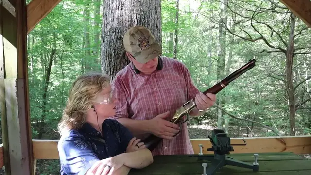 'Video thumbnail for Double Eagle Gunworks LLC. Carla shoots a Henry Lever Action rifle and a Ruger American Predator.'