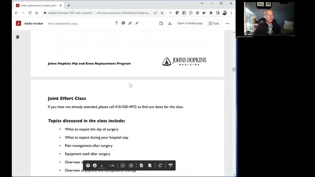 'Video thumbnail for Total Knee Replacement ONLINE Class Part 1'
