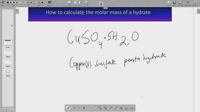 'Video thumbnail for How to calculate the molar mass of hydrate copper (II) sulfate pentahydrate'